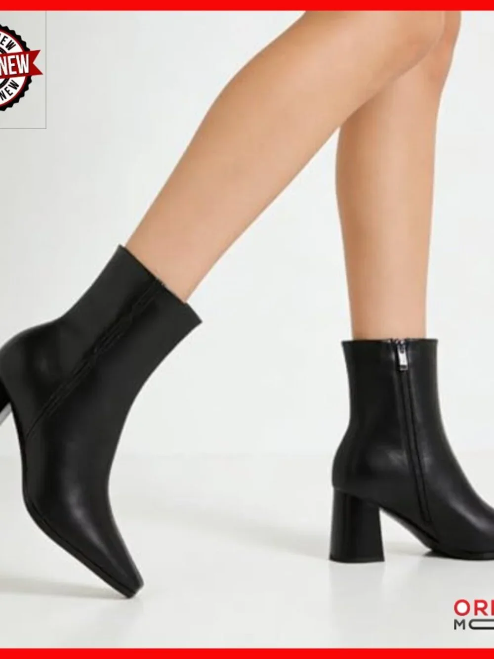 Square Toe Ankle Boots Chunky Block Heel Low Heel Booties Side Zipper